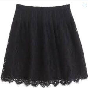 J. Crew Navy Lace Scalloped Hem Fully Lined Side Zip Feminine Mini‎ Skirt Size 6